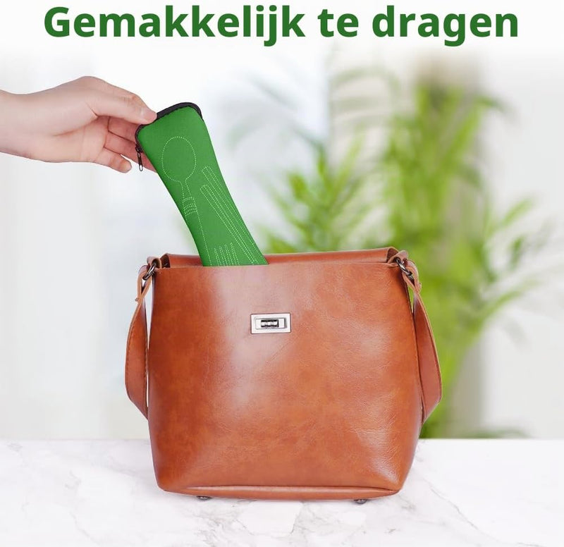 Bild im Galerie-Viewer laden, Campingbestek 6-delig van roestvrij staal met vork, lepel en flesopener inclusief opbergtas – reisbestek – picknickaccessoires - happygetfit.com
