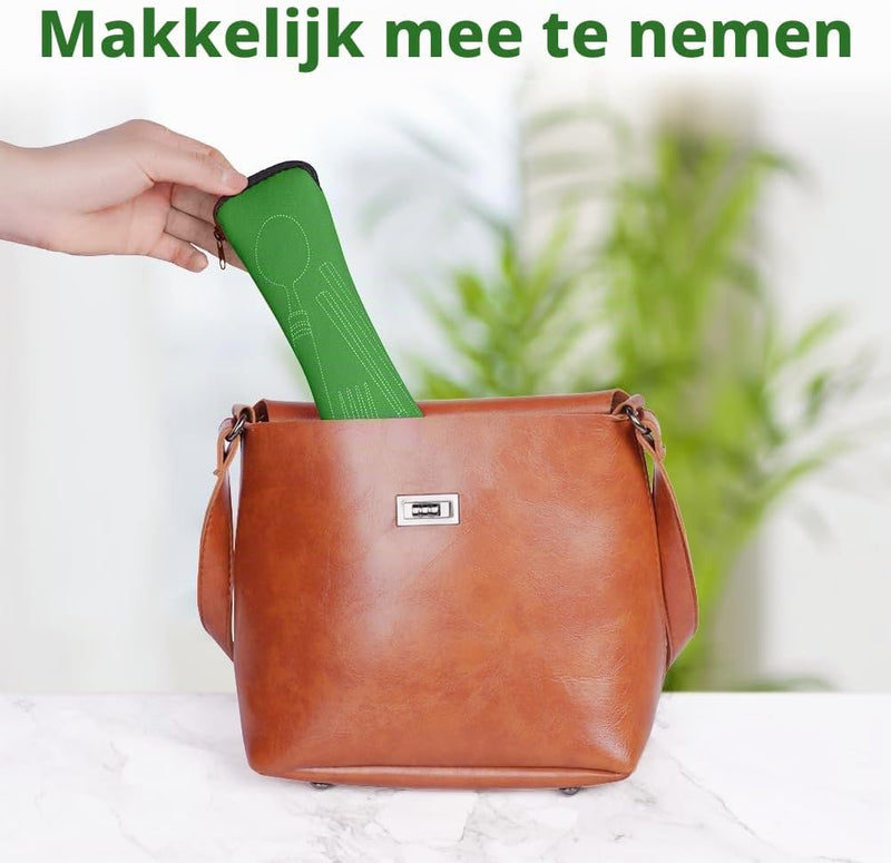 Bild im Galerie-Viewer laden, Campingbestek 6-delig van roestvrij staal met vork, lepel en flesopener inclusief opbergtas – reisbestek – picknickaccessoires - happygetfit.com
