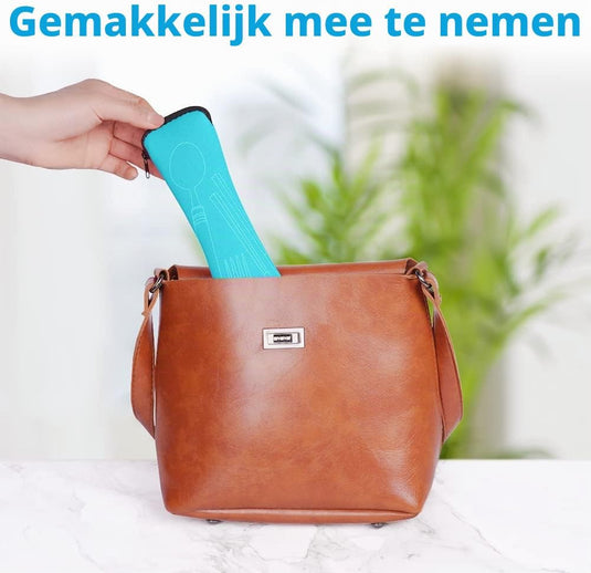 Campingbestek 6-delig van roestvrij staal met vork, lepel en flesopener inclusief opbergtas – reisbestek – picknickaccessoires - happygetfit.com