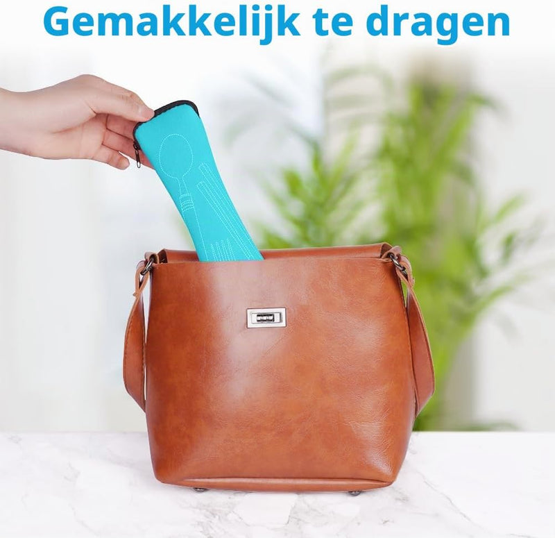 Bild im Galerie-Viewer laden, Campingbestek 6-delig van roestvrij staal met vork, lepel en flesopener inclusief opbergtas – reisbestek – picknickaccessoires - happygetfit.com
