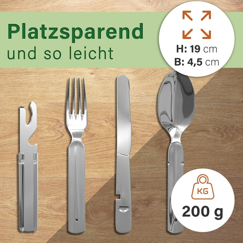 Laad afbeelding in Galerijviewer, Campingbestek set 4-delig roestvrij staal zilver - happygetfit.com
