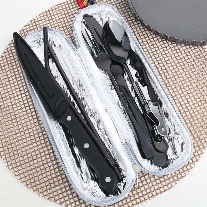 Chargez l'image dans la visionneuse de la galerie, Campingbestek set 9-delig roestvrij staal met etui - happygetfit.com
