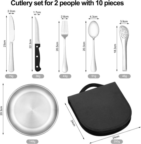 Campingservies set 10-delig voor 2 personen - happygetfit.com