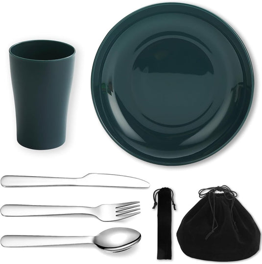 Campingservies set 5-delig voor 1 persoon met tas - happygetfit.com