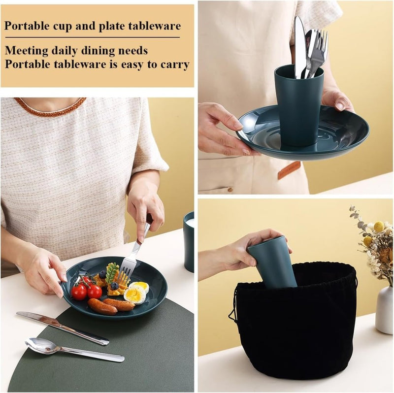Laad afbeelding in Galerijviewer, Campingservies set 5-delig voor 1 persoon met tas - happygetfit.com
