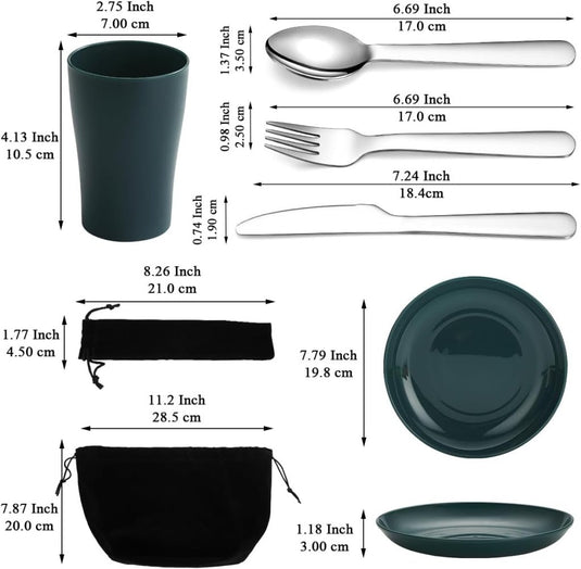 Campingservies set 5-delig voor 1 persoon met tas - happygetfit.com