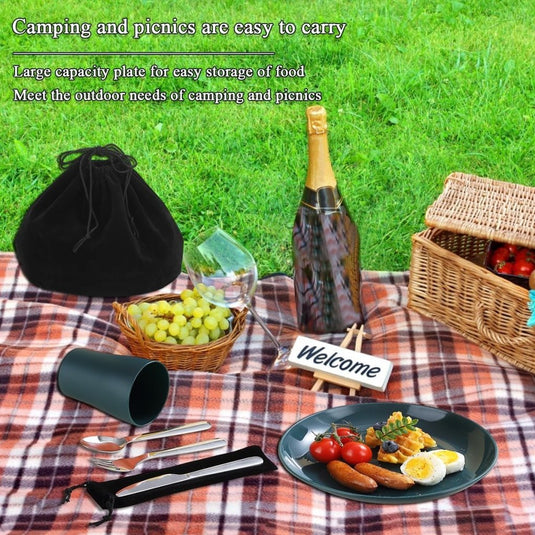 Campingservies set 5-delig voor 1 persoon met tas - happygetfit.com