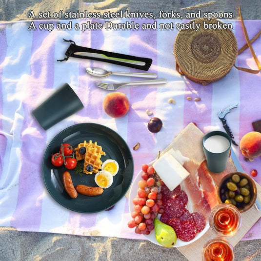 Campingservies set 5-delig voor 1 persoon met tas - happygetfit.com