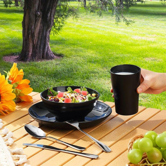 Campingservies set voor 1 persoon met bestek en tas - happygetfit.com