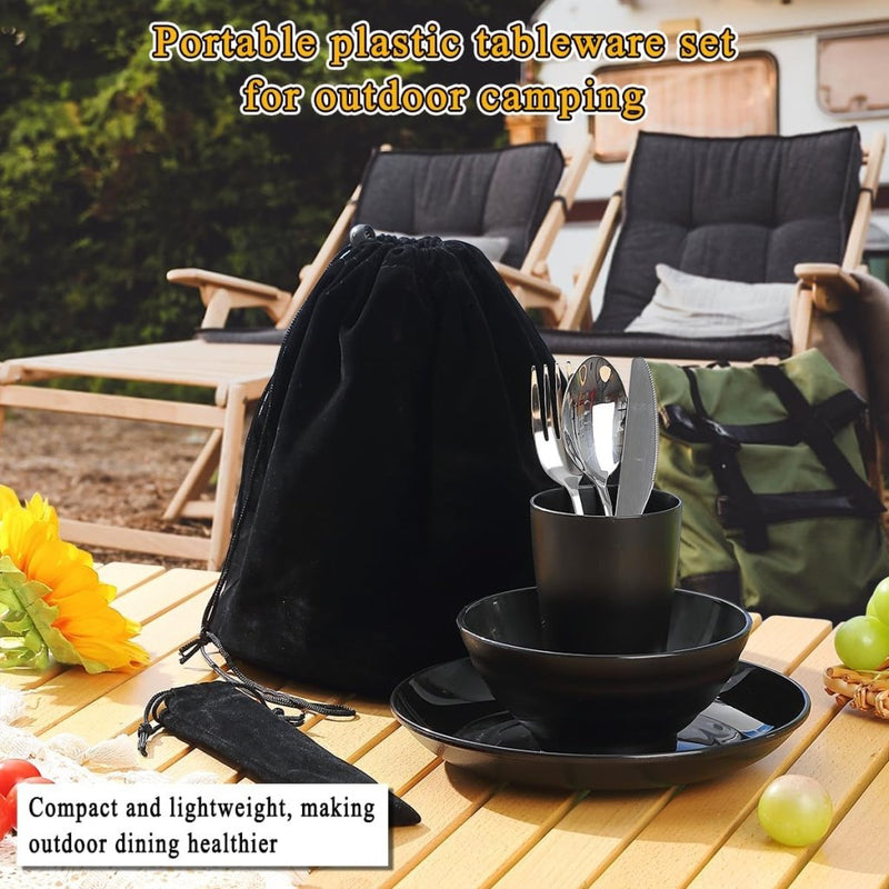 Load image into Gallery viewer, Campingservies set voor 1 persoon met bestek en tas - happygetfit.com
