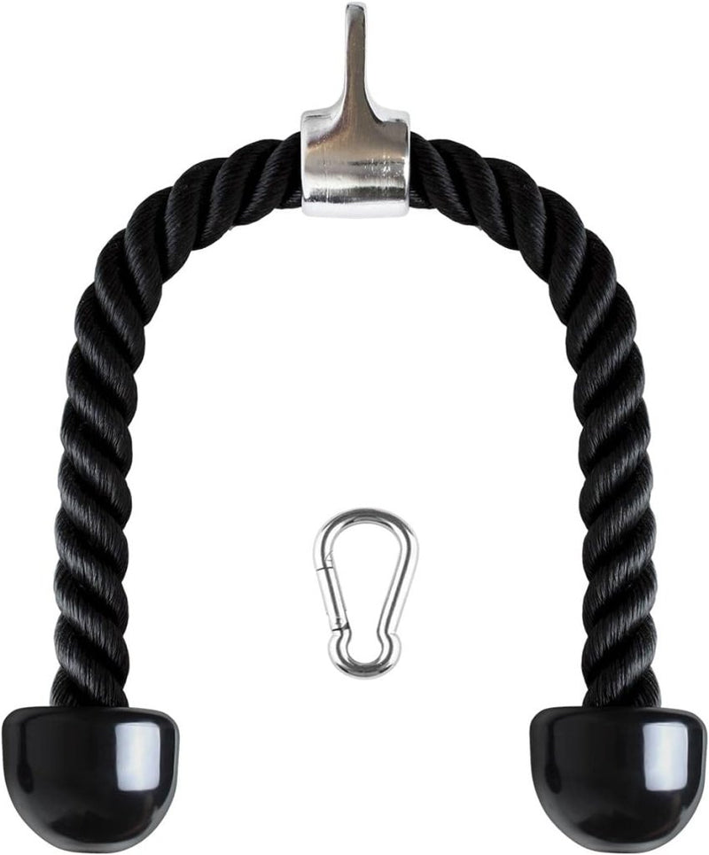 Laad afbeelding in Galerijviewer, CampTeck U6935 - Nylon Triceps Rope Twisted Pull Down Rope with Non-Slip Handles - Lats, Biceps, Triceps, Gym or Home - Black - happygetfit.com
