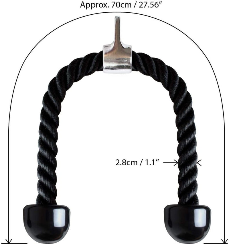 Laad afbeelding in Galerijviewer, CampTeck U6935 - Nylon Triceps Rope Twisted Pull Down Rope with Non-Slip Handles - Lats, Biceps, Triceps, Gym or Home - Black - happygetfit.com
