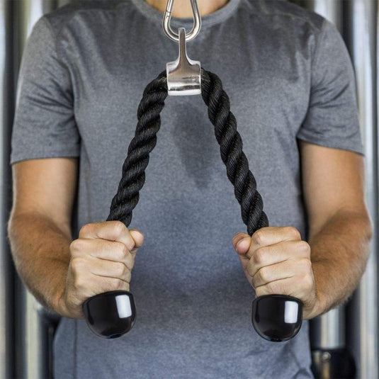 CampTeck U6935 - Nylon Triceps Rope Twisted Pull Down Rope with Non-Slip Handles - Lats, Biceps, Triceps, Gym or Home - Black - happygetfit.com