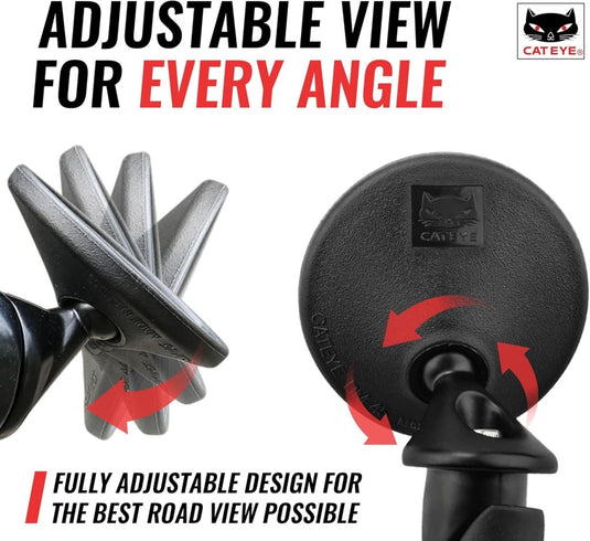 CATEYE BM-45 Bar End Mirror – Ultra Compact Mirror for Road, MTB and Gravel Bikes, Durable Aluminum with Scratch-Resistant Glass, Visibility and Safety for Cyclists - happygetfit.com