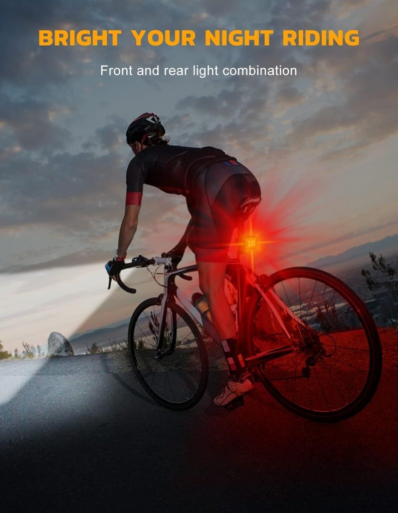 Load image into Gallery viewer, CIRYCASE Fietsverlichting, Koplamp, Oplaadbaar via USB, IP65 Waterdicht, LED-Fietsverlichting met Spotlight- en Schijnwerperbundel, 8 + 12 Modi, Super Helder, Voor- en Achterverlichting - happygetfit.com

