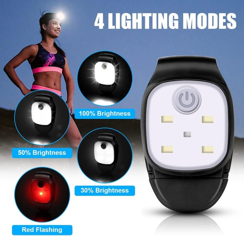 Laad afbeelding in Galerijviewer, Clip op Running Lights, 4 Lichtstanden Waterdicht Outdoor Night Clip on Running Lights met 2 Pcs Reflectorbanden, USB Oplaadbare LED Licht voor Runners Camping Wandelen (1 pc) - happygetfit.com
