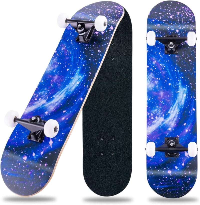 Załaduj obraz do przeglądarki galerii, Compleet skateboard 70 x 20 cm met 8-laags esdoorn deck en ABEC-11 lagers – double kick skateboard - happygetfit.com
