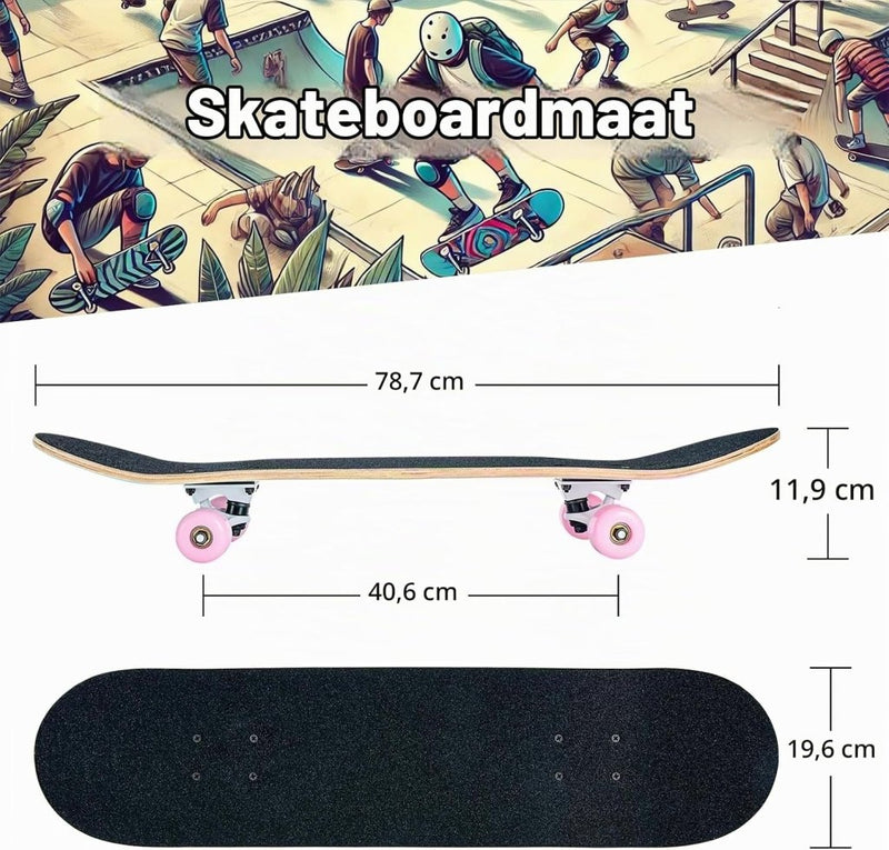 Załaduj obraz do przeglądarki galerii, Compleet skateboard 70 x 20 cm met 8-laags esdoorn deck en ABEC-11 lagers – double kick skateboard - happygetfit.com
