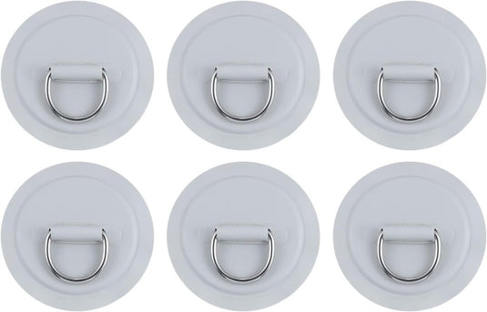D-ring bevestigingspads 6 stuks 8 cm van PVC grijs – roestvrijstalen bevestigingsringen – SUP kajak accessoires - happygetfit.com