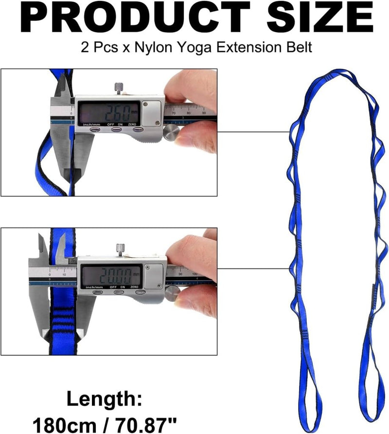 Chargez l'image dans la visionneuse de la galerie, Daisy chain ophangbanden 2 stuks 180 cm met 12 lussen blauw – verstelbare nylon riemen – aerial yoga accessoires - happygetfit.com
