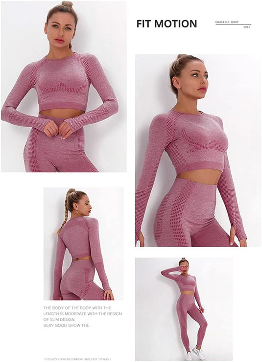 Dames 3-Delige Yoga Workout Sets Voor Vrouwen Sportkleding Hoge Taille Leggings Sport BH Trainingspakken Set - happygetfit.com