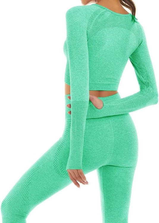 Dames 3-Delige Yoga Workout Sets Voor Vrouwen Sportkleding Hoge Taille Leggings Sport BH Trainingspakken Set - happygetfit.com