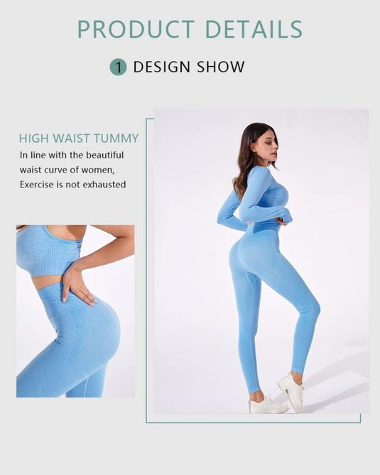 Dames 3-Delige Yoga Workout Sets Voor Vrouwen Sportkleding Hoge Taille Leggings Sport BH Trainingspakken Set - happygetfit.com