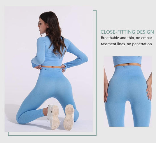 Dames 3-Delige Yoga Workout Sets Voor Vrouwen Sportkleding Hoge Taille Leggings Sport BH Trainingspakken Set - happygetfit.com