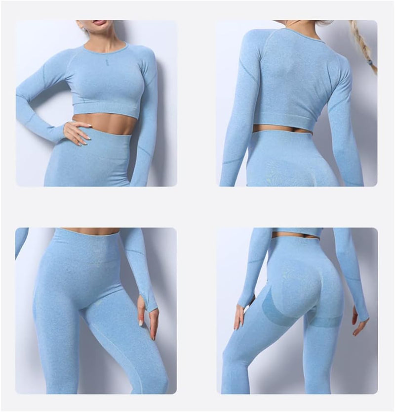 Laad afbeelding in Galerijviewer, Dames 3-Delige Yoga Workout Sets Voor Vrouwen Sportkleding Hoge Taille Leggings Sport BH Trainingspakken Set - happygetfit.com
