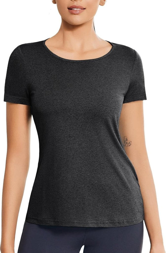 Dames sportshirt korte mouw rugloos sneldrogend - happygetfit.com