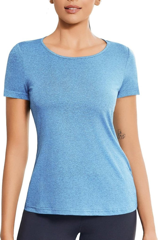 Dames sportshirt korte mouw rugloos sneldrogend - happygetfit.com