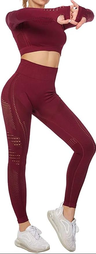 Laad afbeelding in Galerijviewer, Dames yoga set 2-delig met crop top en legging - happygetfit.com
