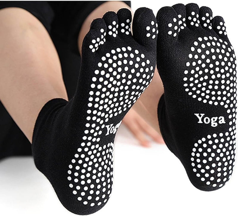 Load image into Gallery viewer, Dames Yoga Sokken Antislip Sportsokken Met Rubberen Zolen, Dames Teen Sokken Voor Pilates Yoga Dans Gym Vechtsporten, 4 paar - happygetfit.com
