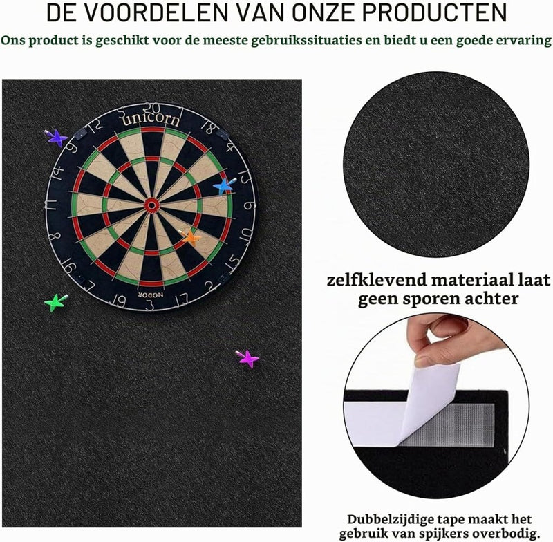 Laad afbeelding in Galerijviewer, Dartbord achterwand 60 x 90 cm van 12 mm dik zelfklevend vilt – dartwandmat – muurprotectie - happygetfit.com
