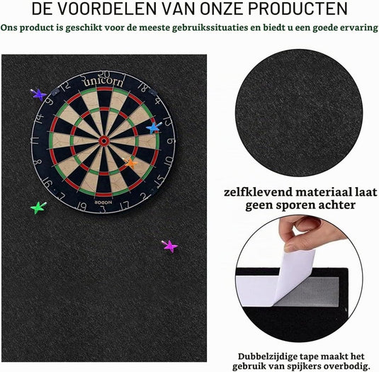 Dartbord achterwand 60 x 90 cm van 12 mm dik zelfklevend vilt – dartwandmat – muurprotectie - happygetfit.com