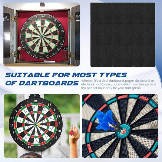 Dartbord achterwand 90 x 90 cm met 9 zelfklevende viltpanelen van 12 mm dik – dartwandbekleding – dartmuurprotectie - happygetfit.com