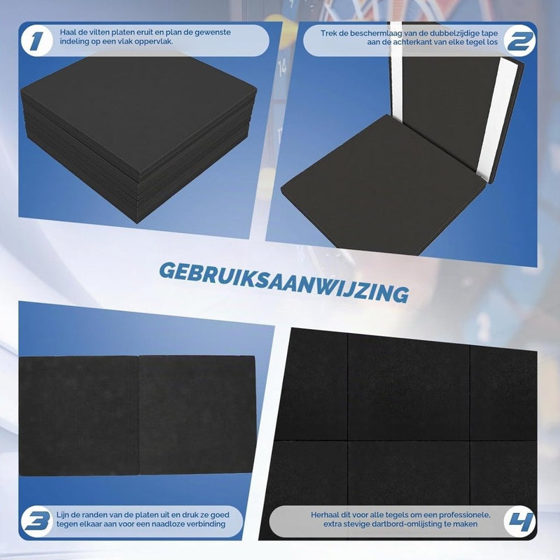 Charger l’image dans la visionneuse de galerie, Dartbord achterwand 90 x 90 cm met 9 zelfklevende viltpanelen van 12 mm dik – dartwandbekleding – dartmuurprotectie - happygetfit.com
