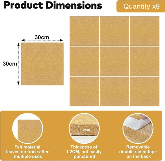 Dartbord beschermpanelen 6 stuks 30 x 30 cm van zelfklevend vilt – dartwandbekleding – dartbescherming - happygetfit.com