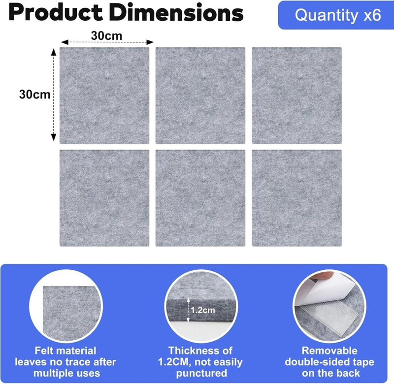 Laad afbeelding in Galerijviewer, Dartbord beschermpanelen 6 stuks 30 x 30 cm van zelfklevend vilt – dartwandbekleding – dartbescherming - happygetfit.com
