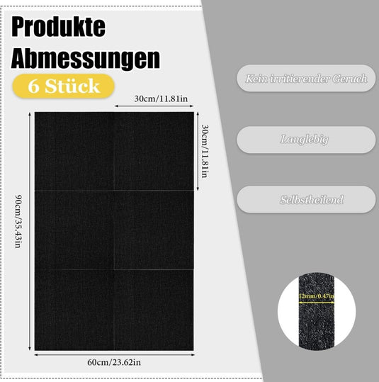 Dartbord beschermtegels 6 stuks 30 x 30 cm van zelfklevend vilt met 12 mm dikte – dartpanelen – muurafscherming - happygetfit.com