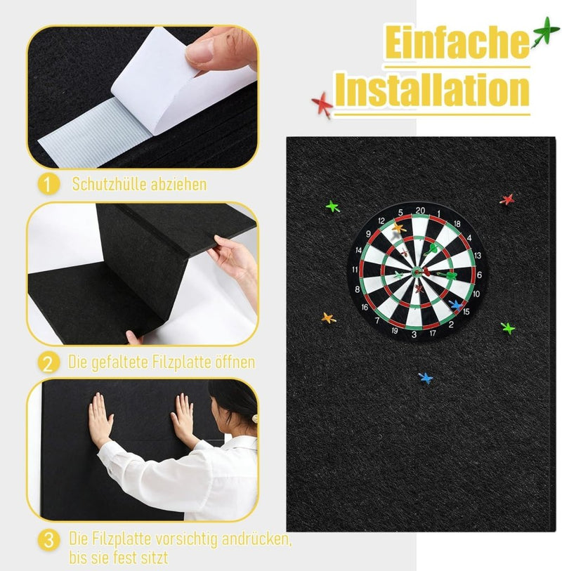 Laad afbeelding in Galerijviewer, Dartbord beschermtegels 6 stuks 30 x 30 cm van zelfklevend vilt met 12 mm dikte – dartpanelen – muurafscherming - happygetfit.com
