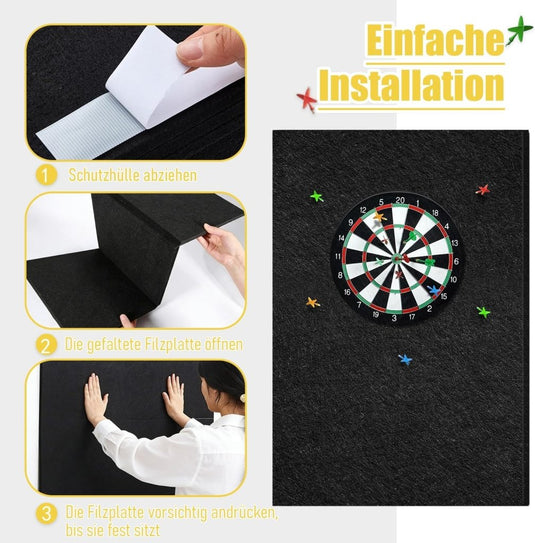 Dartbord beschermtegels 6 stuks 30 x 30 cm van zelfklevend vilt met 12 mm dikte – dartpanelen – muurafscherming - happygetfit.com