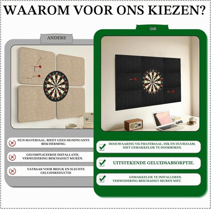 Laad afbeelding in Galerijviewer, Dartbord beschermtegels 9 stuks 30 x 30 cm van dik zelfklevend vilt met knutselmes – dartwandisolatie – muurbeschermers - happygetfit.com

