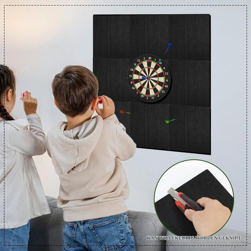Laad afbeelding in Galerijviewer, Dartbord beschermtegels 9 stuks 30 x 30 cm van dik zelfklevend vilt met knutselmes – dartwandisolatie – muurbeschermers - happygetfit.com
