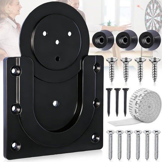 Dartbord montageset met 2 kunststof wandbeugels van 9,5 x 8,5 cm inclusief schroeven en meetlint – dartophangsysteem – dartbevestiging - happygetfit.com