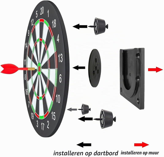 Dartbord ophangbeugel met U-vormige bevestiging en schroevenset voor steeldartborden – dartwandhouder – dartmontage - happygetfit.com