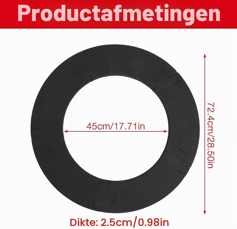 Laad afbeelding in Galerijviewer, Dartbord opvangring 5-delig van EVA-schuim met 72 cm buitendiameter en 2,5 cm dikte – dartbeschermrand – dartwandbescherming - happygetfit.com
