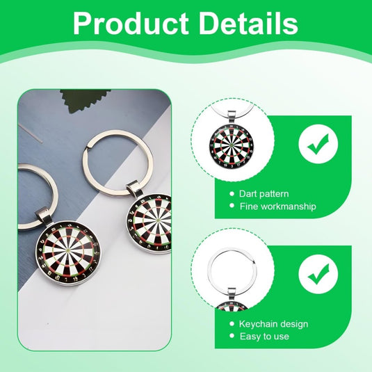 Dartbord sleutelhangers 2 stuks van metaal en glas met mini dartschijf van 2,5 cm – darthangers – dartcadeau - happygetfit.com