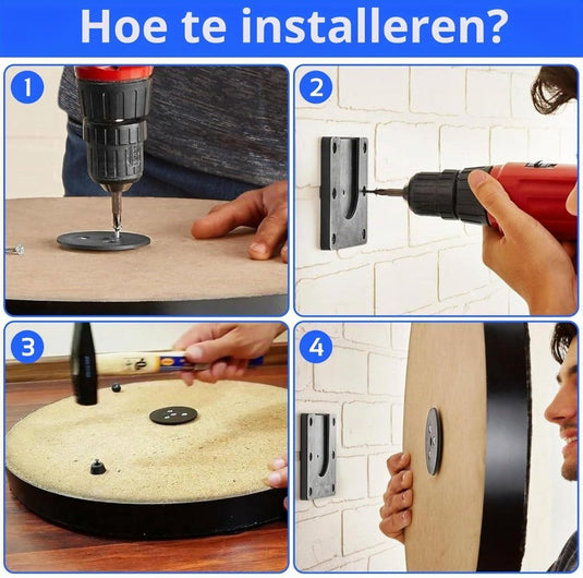 Dartbord wandhouder van kunststof en metaal met schroeven en meetlint – dartbevestigingsset – ophangsysteem - happygetfit.com