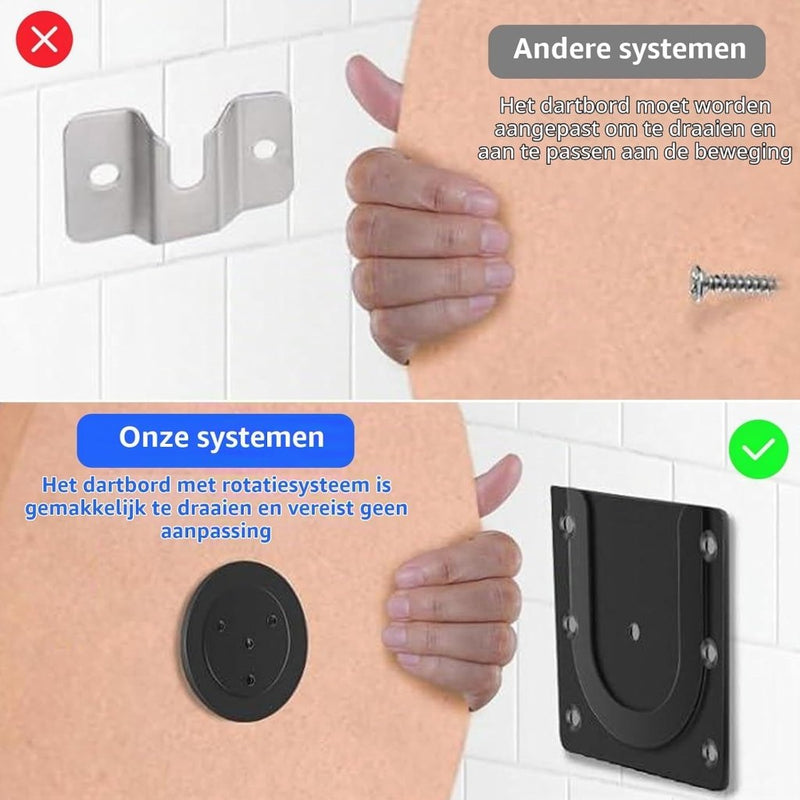 Load image in Gallery Viewer, Dartbord wandhouder van kunststof en metaal met schroeven en meetlint – dartbevestigingsset – ophangsysteem - happygetfit.com
